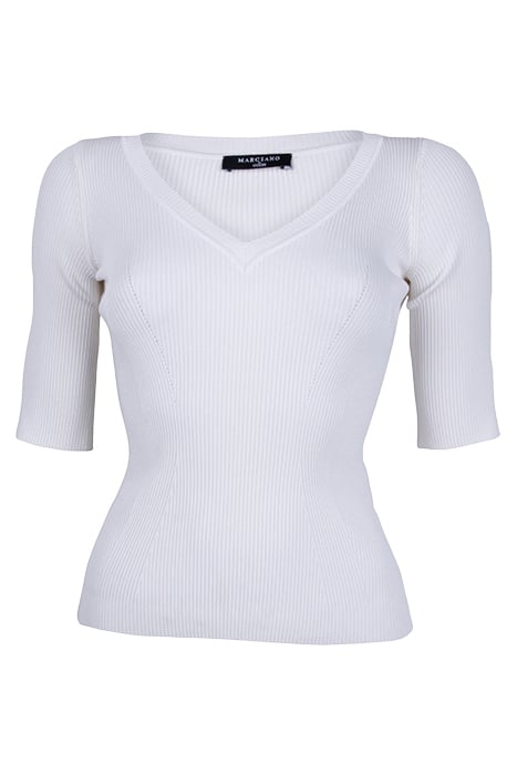 ARETHA RIBBED SWTR T PALE PEARL 1