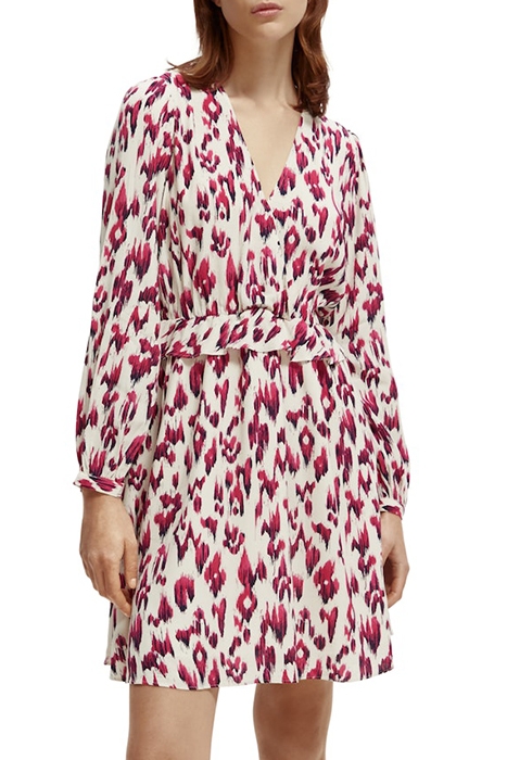 WRAPPED SHORT DRESS BRUSHED IKAT CHERRY PIE 2