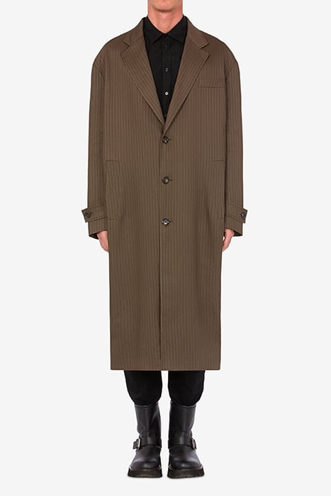 PINSTRIPED COAT IN LINEN AND VISCOSE BROWN 1