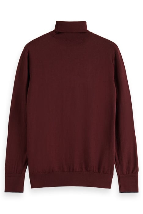 CLASSIC TURTLE NECK PULL IN MERINO WOOL BORDEAUX MELANGE 2