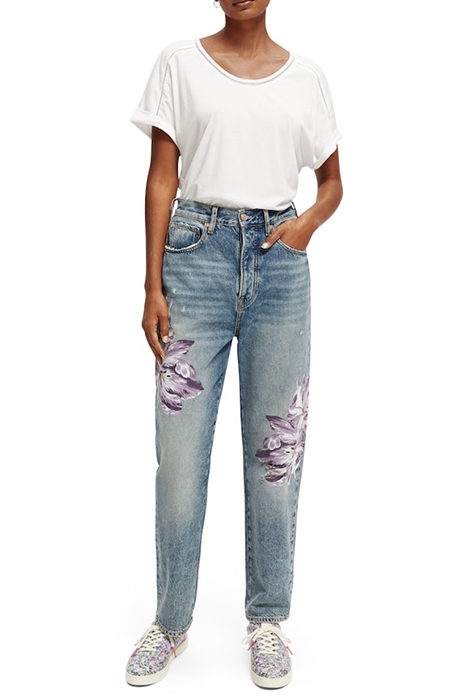 SCOOP-NECK LADDER TAPE T-SHIRT WHITE 4