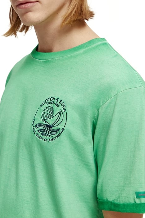 COLD DYE TEE WITH CHEST ARTWORK AMAZON GREEN 5