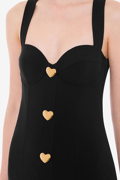 HEART BUTTONS ENVER SATIN DRESS BLACK 4