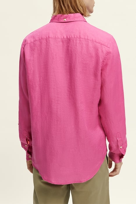 LINEN SHIRT WITH SLEEVE ROLL-UP CERISE 3