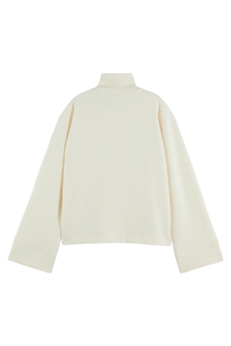 HALF-ZIP TRUMPET SLEEVE SWEATSHIRT VANILLA WHITE 2