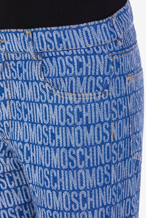 ALLOVER LOGO JACQUARD DENIM TROUSERS BLUE 4