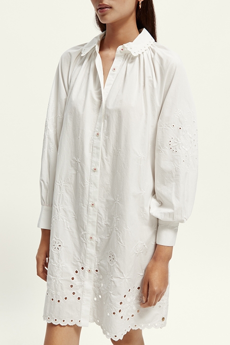 SHIRT DRESS WITH EMBROIDERY DETAIL IN ORGANIC COTTON WHITE 6