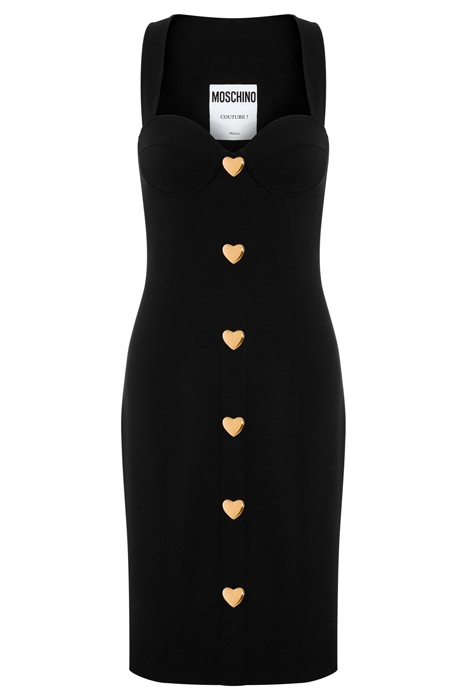 HEART BUTTONS ENVER SATIN DRESS BLACK 3