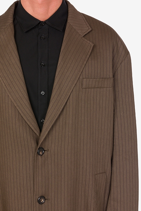 PINSTRIPED COAT IN LINEN AND VISCOSE BROWN 4