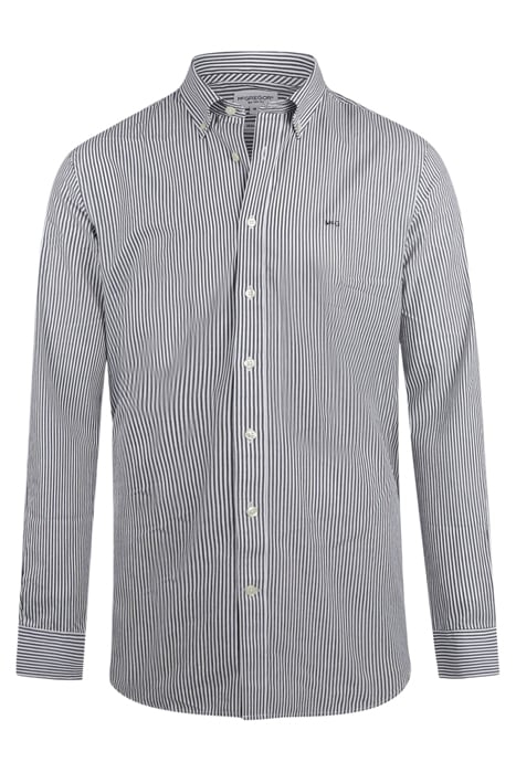 POPLIN STRIPE PEACHED NAVY 1