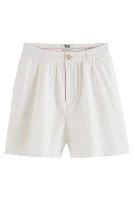 EMBROIDERED SHORTS IN ORGANIC COTTON VANILLA WHITE 1