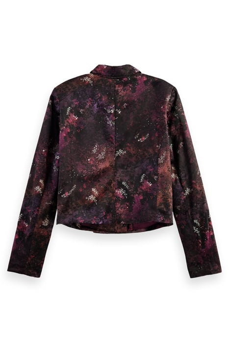 PRINTED VELVET CROPPED BLAZER MIDNIGHT SLATE 2