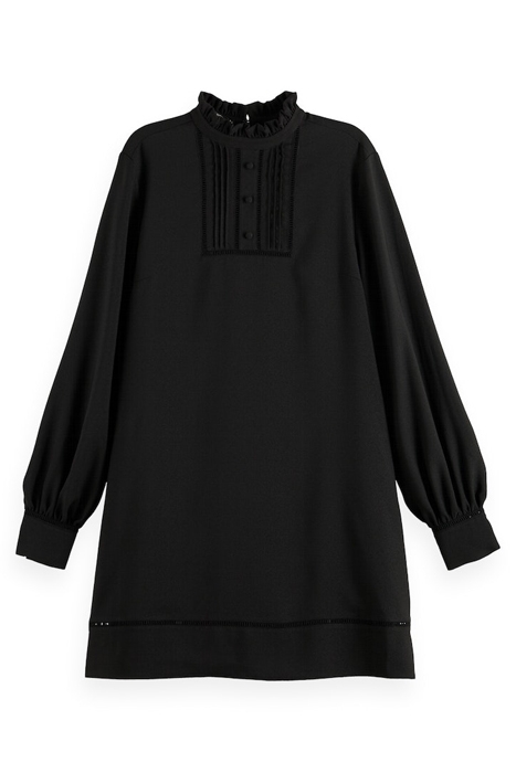 RUFFLED COLLAR MINI DRESS BLACK 1