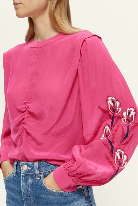 RUCHED WAIST BLOUSE WITH EXTENDED SHOULDER FUCHSIA 5