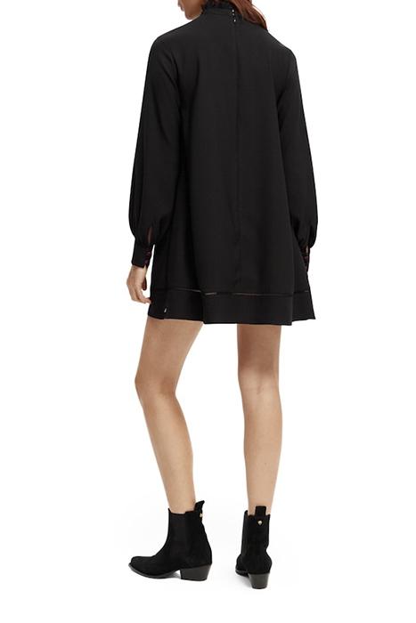 RUFFLED COLLAR MINI DRESS BLACK 3