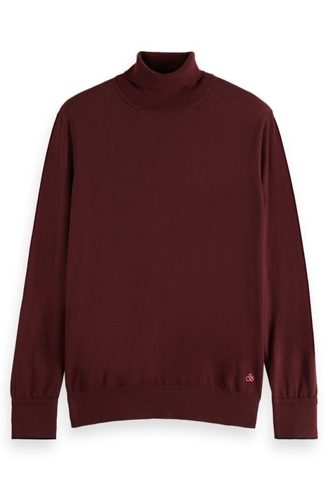 CLASSIC TURTLE NECK PULL IN MERINO WOOL BORDEAUX MELANGE 1
