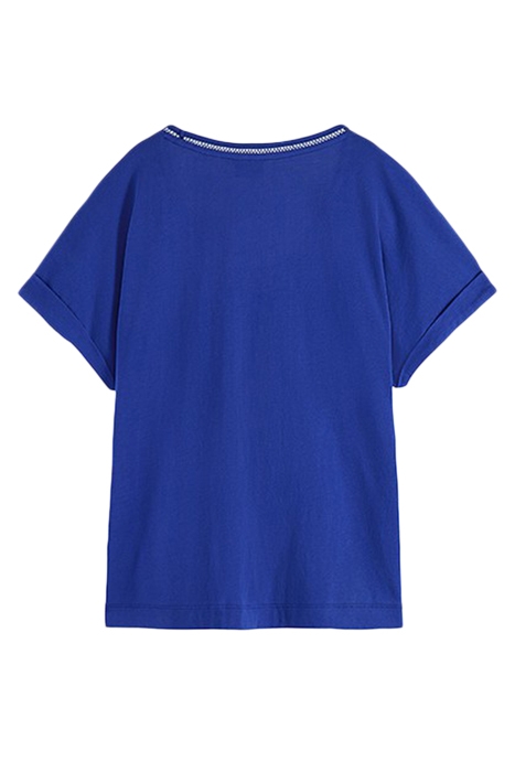 SCOOP-NECK LADDER TAPE T-SHIRT BRIGHT BLUE 2