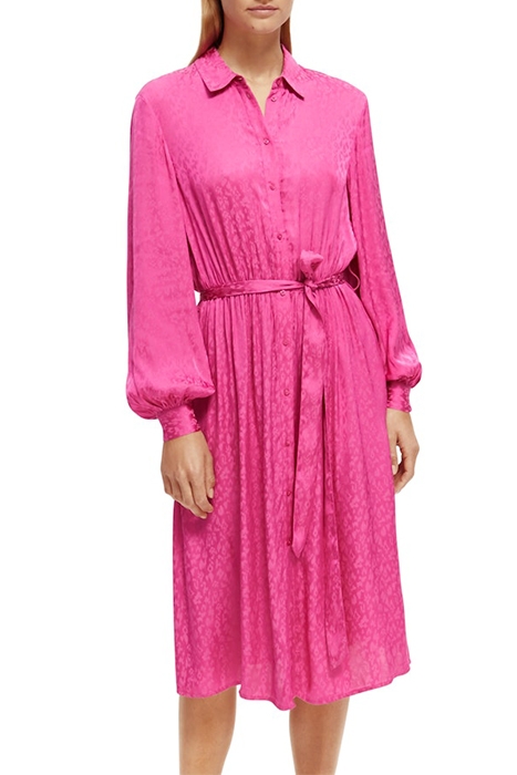 RELAXED FIT SHIRT DRESS IN VISCOSE JACQUARD FUCHSIA 2