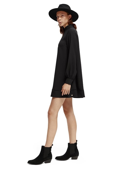 RUFFLED COLLAR MINI DRESS BLACK 5