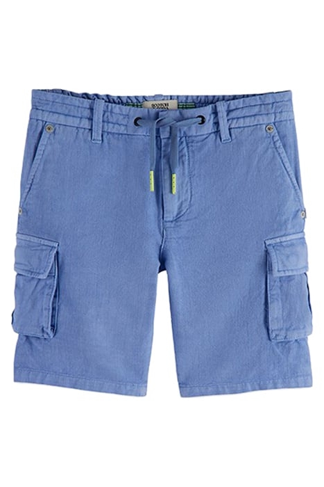 GARMENT-DYED COTTON LINEN CARGO SHORTS CORNFLOWER 1