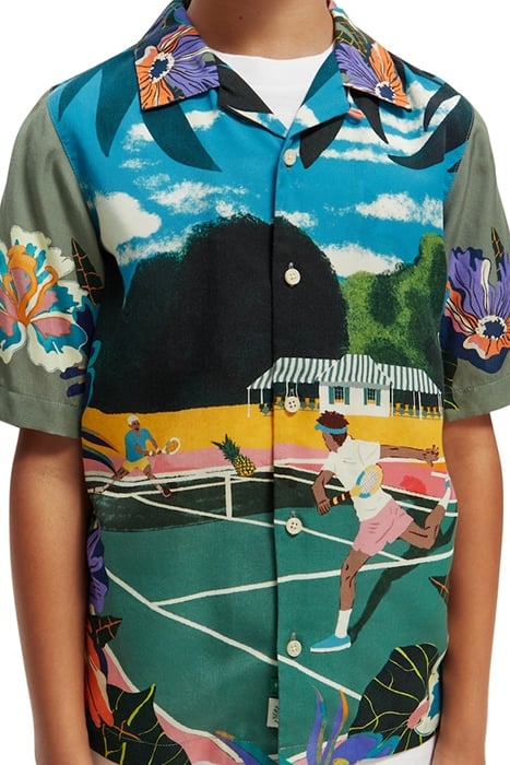 TENNIS PLACEMENT PRINT SHORT-SLEEVED TENCEL SHIRT TENNIS PRI 6