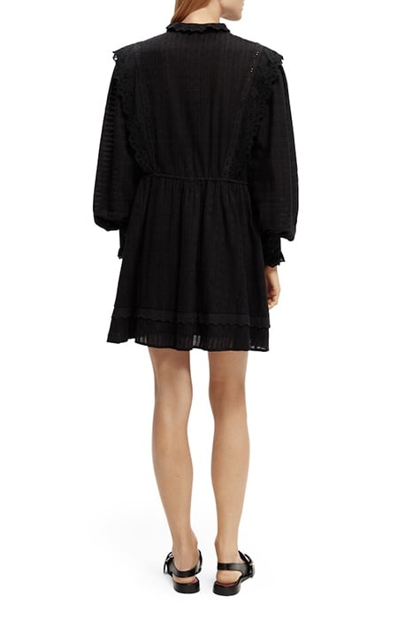 MINI SHIRT DRESS WITH LACE DETAIL IN ORGANIC COTTON BLACK 4