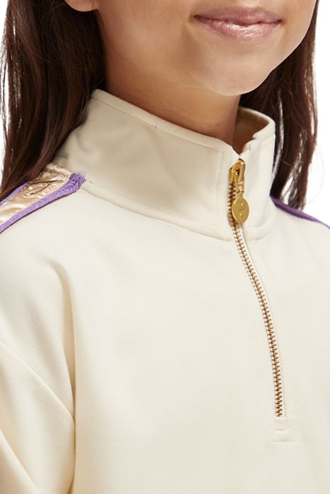 HALF-ZIP TAPE DETAIL SWEATSHIRT OFF WHITE 6