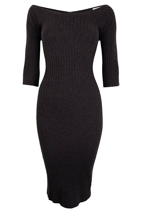 SOLAR RIB DRESS BROWN 1