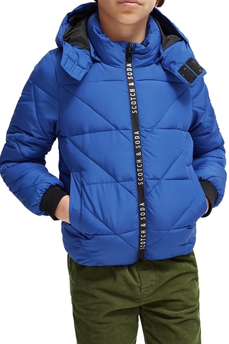 WATER REPELLENT HOODED RECYCLED POLYESTER JACKET COBALT 1