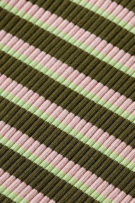 SLIM-FIT RIB STRIPE PULLOVER MILITARY PINK STRIPE 7