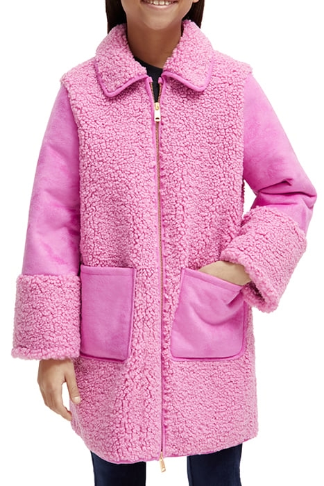 LONGER-LENGTH BONDED TEDDY JACKET FUCHSIA 1