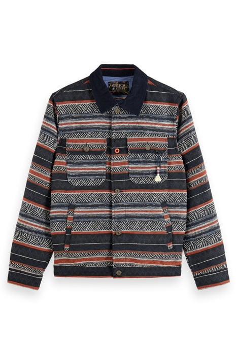 COTTON-BLEND JACQUARD TRUCKER JACKET NIGHT MULTICOLOUR STRIP 4