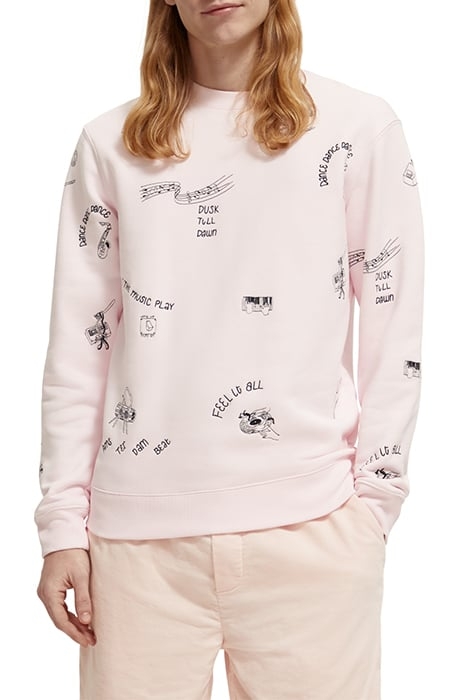 ALLOVER EMBROIDERED SWEATSHIRT PINK CLOUD 1
