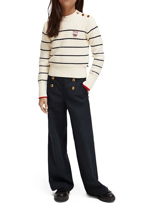 BUTTON SHOULDER BRETON PULLOVER ECRU 3