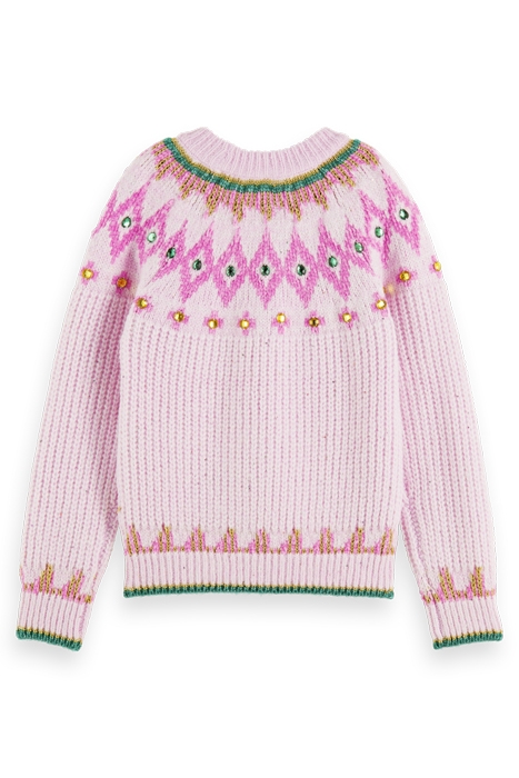 INTARSIA RHINESTONE PULLOVER DISCO PINK 5