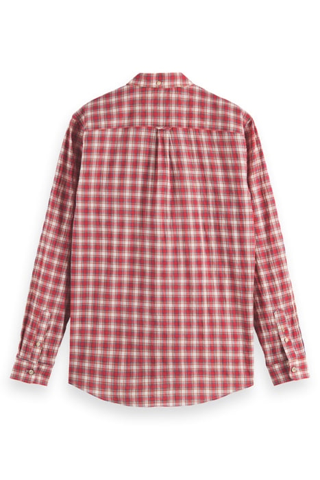 CRINKLE CHECK SHIRT WITH TAPE DETAIL RED CHECK 5
