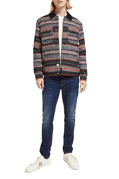 COTTON-BLEND JACQUARD TRUCKER JACKET NIGHT MULTICOLOUR STRIP 3