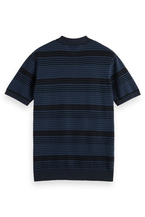 STRUCTURE KNITTED POLO BLUE STRIPE 5