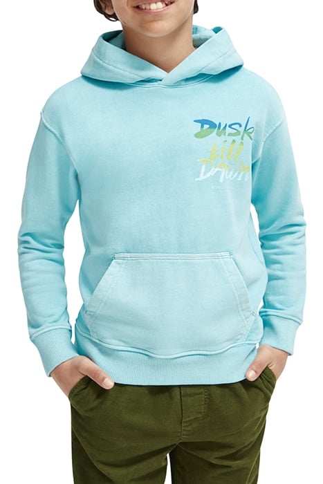 RELAXED FIT GARMENT- DYED ARTWORK HOODIE IN ORGANIC COTTON T 1