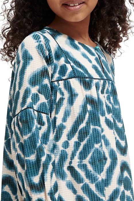 ALL-OVER PRINTED LADDER TAPE MIDI DRESS DISCO TIE DYE BOTTLE 8