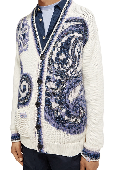 TAPE YARN INTARSIA CARDIGAN OFF WHITE 6