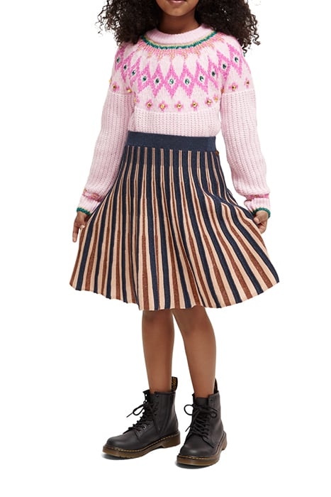 PLEATED KNITTED GLITTER MIDI SKIRT LUREX STRIPE 3