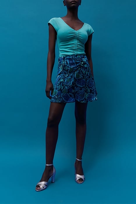 PSYCHEDELIC FLORAL PRINT A-LINE SHORT SKIRT 3