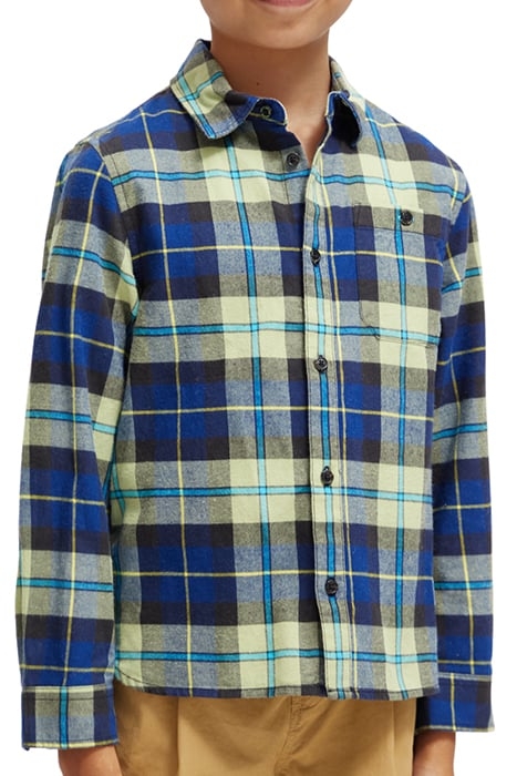 YARN-DYED CHECK FLANNEL SHIRT IN ORGANIC COTTON BLUE MULTICO 1