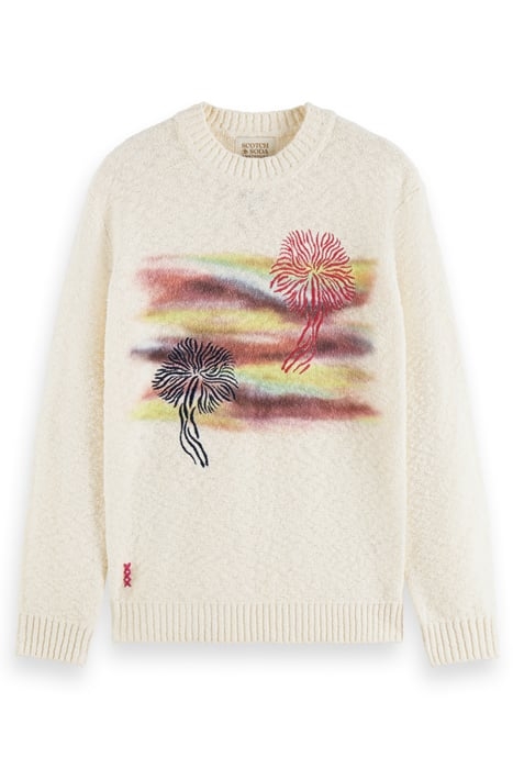 COTTON-BLEND BOUCLE PULLOVER WITH ARTWORK STONE 4