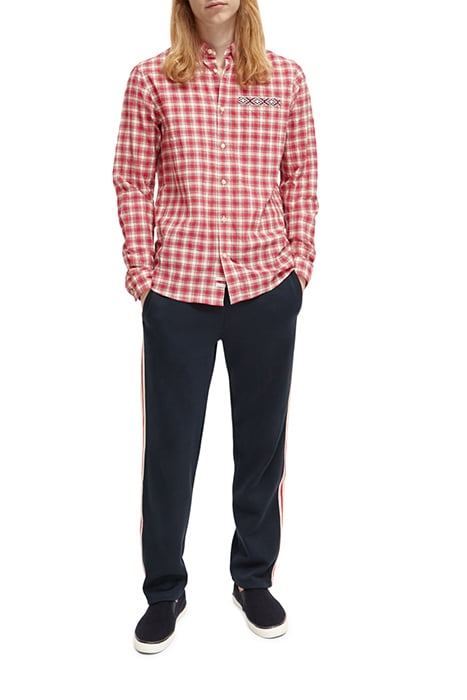 CRINKLE CHECK SHIRT WITH TAPE DETAIL RED CHECK 3