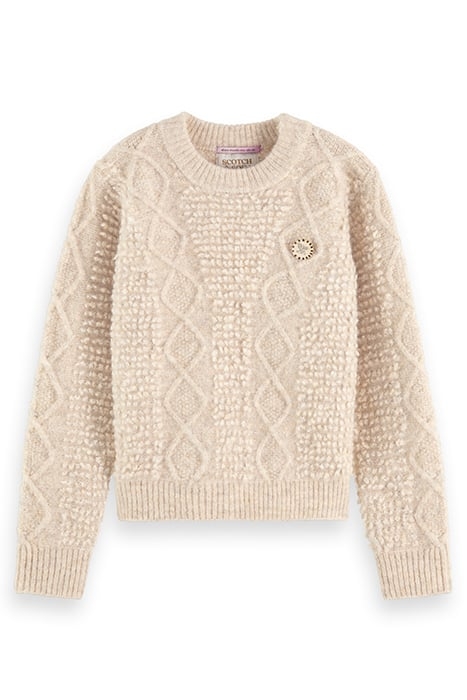 CABLE KNIT PULLOVER ECRU MELANGE 4