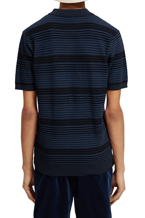 STRUCTURE KNITTED POLO BLUE STRIPE 2
