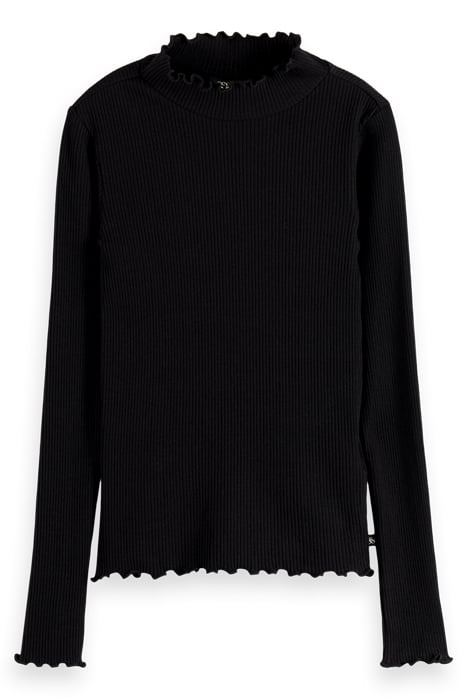 HIGH-NECK FITTED LONG-SLEEVED T-SHIRT BLACK 1