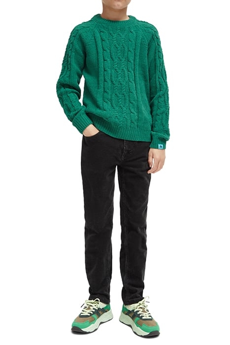 CHENILLE CABLE KNIT DEEP GREEN 3